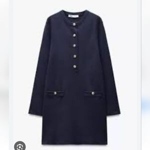 ZARA | Sweater Dress Navy Golden Button Sz XL